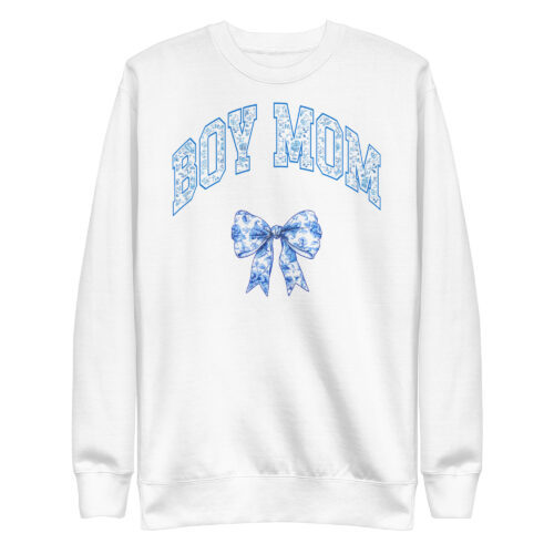 Blue Floral Boy Mom Unisex Premium Sweatshirt